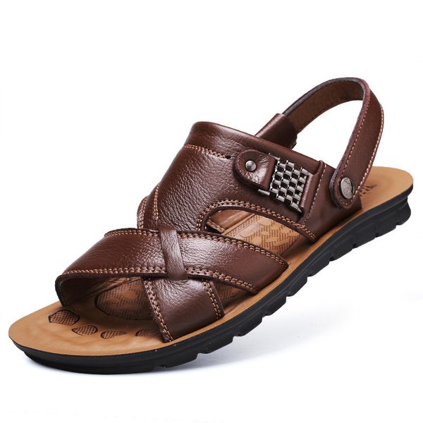 genuine leather men's sandals layer cowhide 2 function 1 price open toe slip fashion casual roman beach slippers t200420, Black 
genuine leather men's sandals layer cowhide 2 function 1 price open toe slip fashion casual roman beach slippers t200420, Black