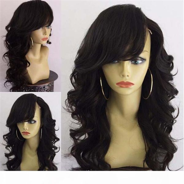 side part full lace human hair wigs wavy 8a brazilian glueless full lace wig with bangs human hair lace front wigs black women, Black;brown
side part full lace human hair wigs wavy 8a brazilian glueless full lace wig with bangs human hair lace front wigs black women, Black;brown