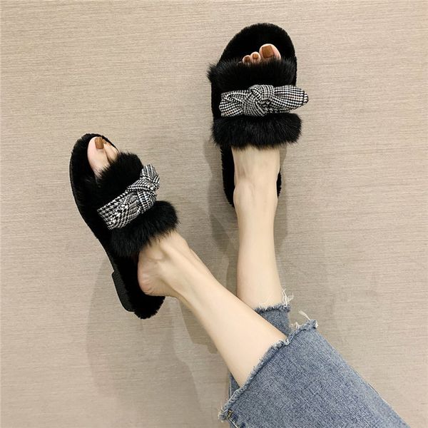female shoes plush slippers for adults butterfly-knot flock low slides fashion 2020 fur flat luxury basic with fur rubber short x1020, Black
female shoes plush slippers for adults butterfly-knot flock low slides fashion 2020 fur flat luxury basic with fur rubber short x1020, Black