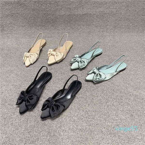 women's shoes summer pointed shallow mouth bow single shoes with one-sided belt over foot flat sandals, Black
women's shoes summer pointed shallow mouth bow single shoes with one-sided belt over foot flat sandals, Black