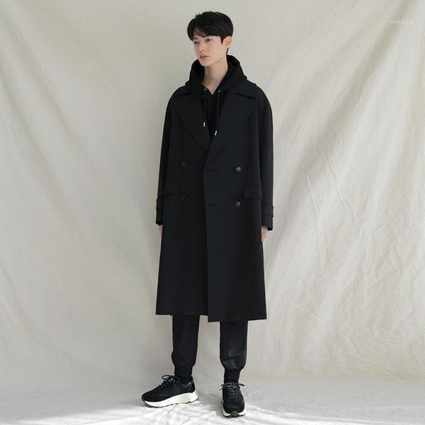 ewq / men's wear mid-length trench coat loose korean trendy handsome over-the-knee casual double breasket windbreaker 9y40901, Tan;black
ewq / men's wear mid-length trench coat loose korean trendy handsome over-the-knee casual double breasket windbreaker 9y40901, Tan;black