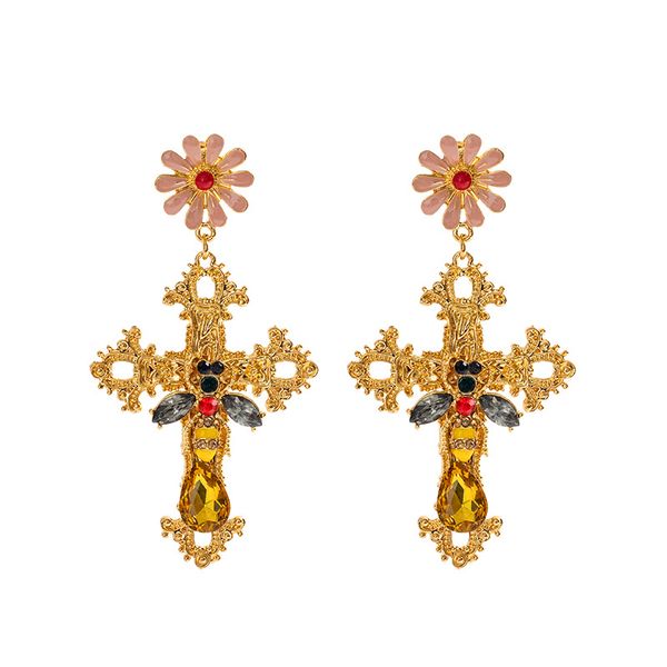 new european and american fashion small daisy earrings geometric cross bee earrings temperament versatile fashion earrings, Silver
new european and american fashion small daisy earrings geometric cross bee earrings temperament versatile fashion earrings, Silver
