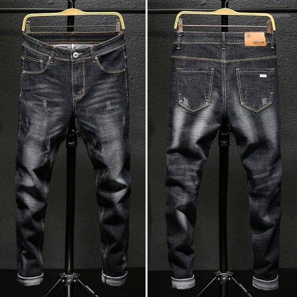 men's jeans men elastic fit korean street pencil pants black color business for male1, Blue
men's jeans men elastic fit korean street pencil pants black color business for male1, Blue