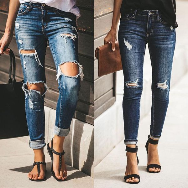 women pencil jeans denim skinny pants ripped holes destroyed pleated stretch jeans slim fit tight calca trousers jeansy feminina, Blue
women pencil jeans denim skinny pants ripped holes destroyed pleated stretch jeans slim fit tight calca trousers jeansy feminina, Blue