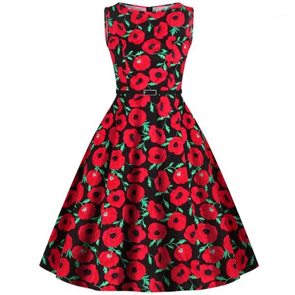 hepburn vintage series women dress 2020 summer female red rose flower blue peacock printing design sleeveless belt retro dresses1, Black;gray
hepburn vintage series women dress 2020 summer female red rose flower blue peacock printing design sleeveless belt retro dresses1, Black;gray
