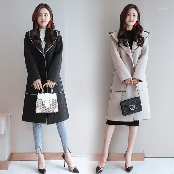 new winter double-sided cloth long over-the-knee tweed coat women korean fashion cashmere coat cape clothes with hood pocket1, Black
new winter double-sided cloth long over-the-knee tweed coat women korean fashion cashmere coat cape clothes with hood pocket1, Black