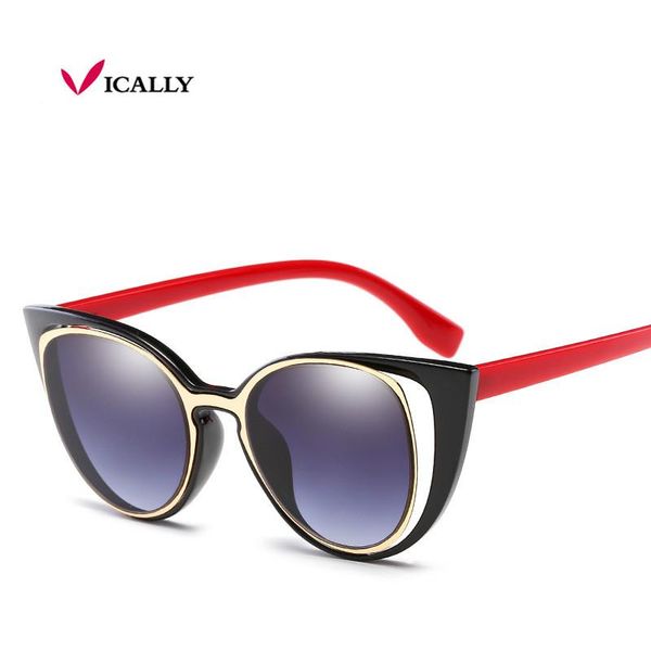 sunglasses fashion luxury cat eye women brand designer retro pierced female sun glasses feminino uv400, White;black
sunglasses fashion luxury cat eye women brand designer retro pierced female sun glasses feminino uv400, White;black