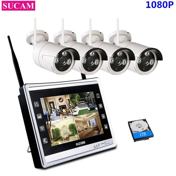 sucam 4ch 1080p nvr kit wireless cctv system 2mp ip wifi camera outdoor security surveillance kit with 11" lcd monitor screen
sucam 4ch 1080p nvr kit wireless cctv system 2mp ip wifi camera outdoor security surveillance kit with 11" lcd monitor screen