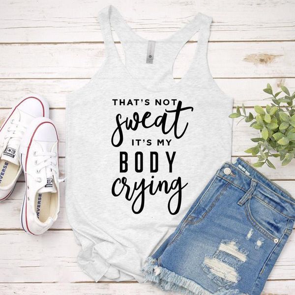 vest that's not sweat it's my body crying tank cute gym workout clothing fashion women's racerback graphic funny tank shirt, White
vest that's not sweat it's my body crying tank cute gym workout clothing fashion women's racerback graphic funny tank shirt, White