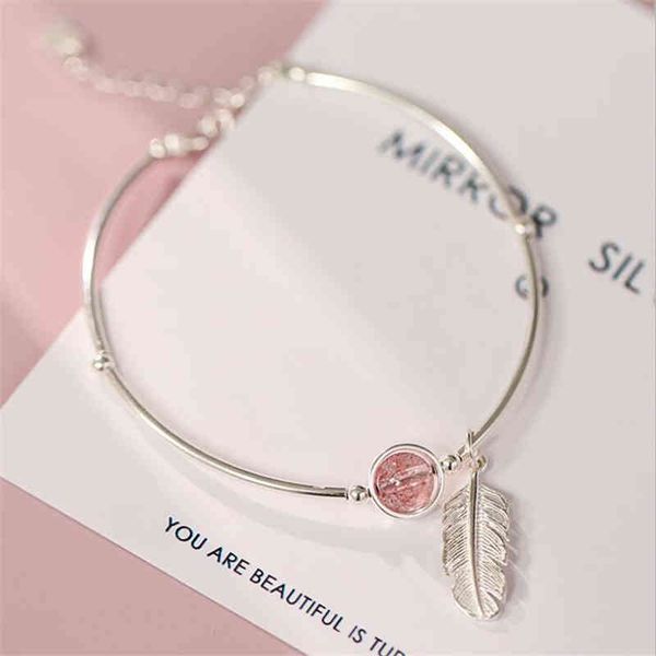 new creative pink crystal feather 925 sterling silver jewelry temperament leaf natural strawberry bracelets sl050, Golden;silver
new creative pink crystal feather 925 sterling silver jewelry temperament leaf natural strawberry bracelets sl050, Golden;silver