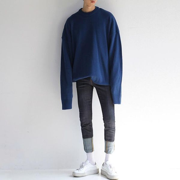 ewq / men's wear solid color korean style round collar sweater loose bat sleeve fashion pullover male's kintted 9y32501, White;black
ewq / men's wear solid color korean style round collar sweater loose bat sleeve fashion pullover male's kintted 9y32501, White;black