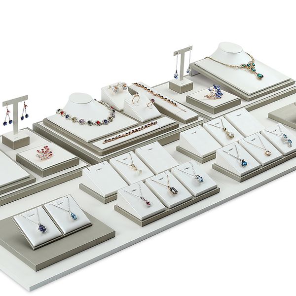 boutique counter display stand white pu leather jewellery showcase displays jewelry fair exhibit earrings ring pendant charm bangle holder, Black
boutique counter display stand white pu leather jewellery showcase displays jewelry fair exhibit earrings ring pendant charm bangle holder, Black