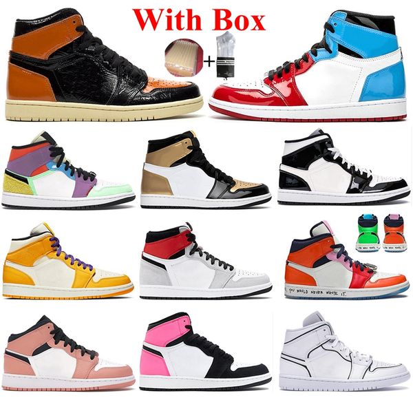 with box jumpman 1 1s basketball shoes men women unc lakers yellow mid digital pink lightweight mens trainers outdoor sports sneakers 36-46, White;red
with box jumpman 1 1s basketball shoes men women unc lakers yellow mid digital pink lightweight mens trainers outdoor sports sneakers 36-46, White;red