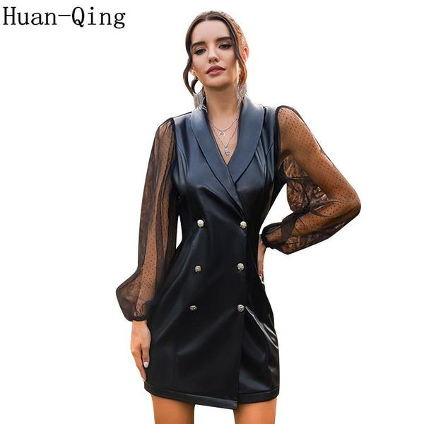 europe autumn women suit collar pu leather blazers dress polka dot mesh long sleeve slim double breasted long blazer black coats, White;black
europe autumn women suit collar pu leather blazers dress polka dot mesh long sleeve slim double breasted long blazer black coats, White;black