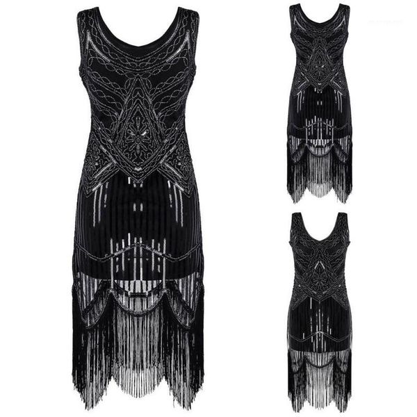 women summer vintage fringe sequin sleeveless o-neck dresses ladies evening party black dress1, Black;gray
women summer vintage fringe sequin sleeveless o-neck dresses ladies evening party black dress1, Black;gray