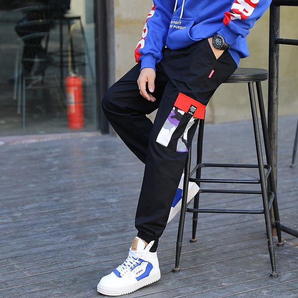 men's pants autumn street fitness hip-hop sweatpants pocket fashion casual jogging, Black
men's pants autumn street fitness hip-hop sweatpants pocket fashion casual jogging, Black