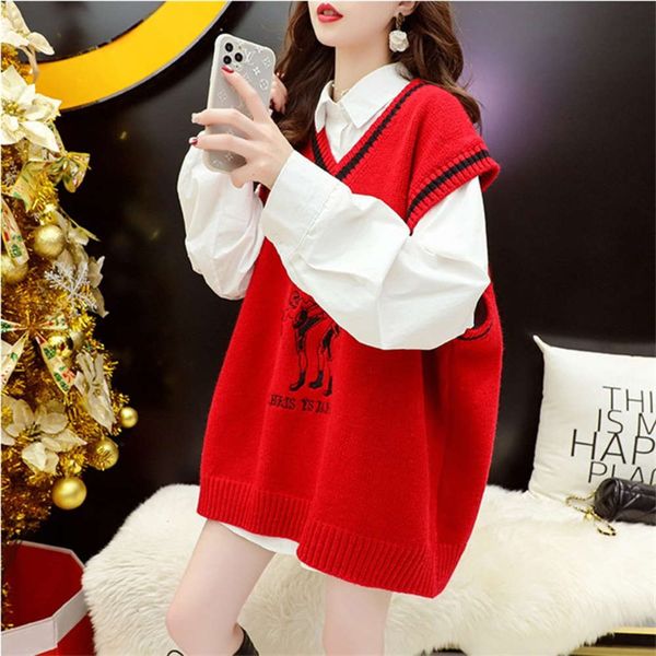 embroidered thickened knitted waistcoat women's sweater 2021 new spring autumn wear loose and lazy style versatile vt, Black;white
embroidered thickened knitted waistcoat women's sweater 2021 new spring autumn wear loose and lazy style versatile vt, Black;white