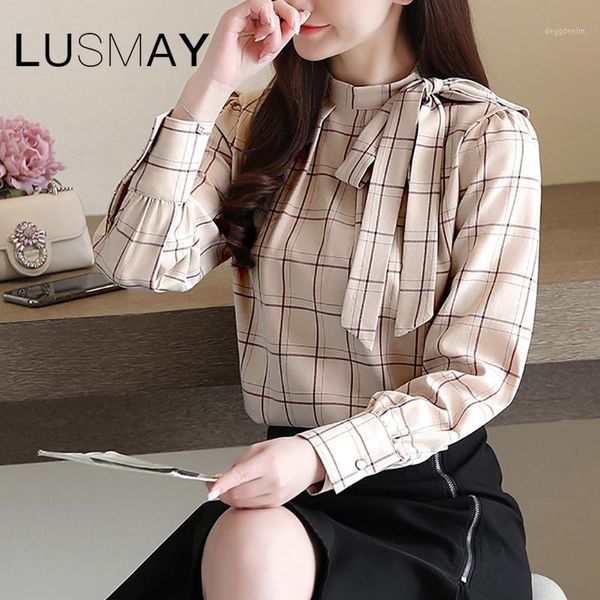 women's blouses & shirts korean elegant vintage plaid casual blouse women spring summer long sleeve bow chiffon shirt1, White
women's blouses & shirts korean elegant vintage plaid casual blouse women spring summer long sleeve bow chiffon shirt1, White