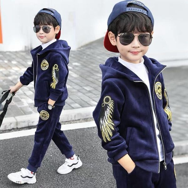 boys' leisure velvet suit fall / winter 2020 new cuda children's foreign style plush sports two piece set, White
boys' leisure velvet suit fall / winter 2020 new cuda children's foreign style plush sports two piece set, White
