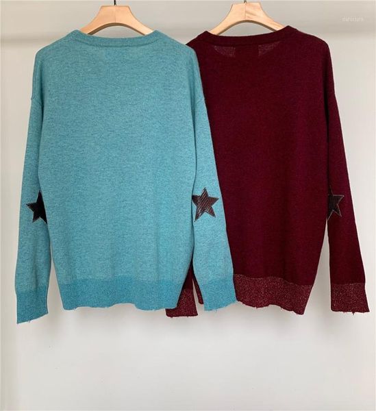 100% cashmere sweater o neck long sleeves elbow with snakeskin leather stars patch lurex hem fashion jumpers1, White;black
100% cashmere sweater o neck long sleeves elbow with snakeskin leather stars patch lurex hem fashion jumpers1, White;black