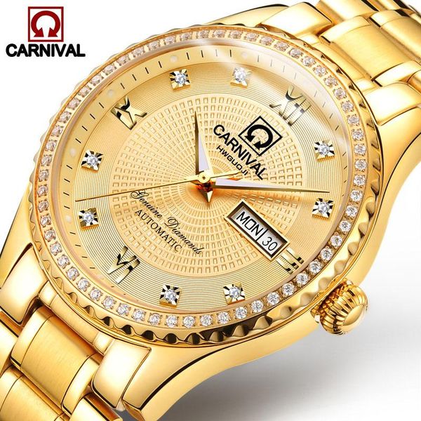 carnival mens mechanical watches gold automatic watch men business waterproof wristwatch relogio masculino 2020, Slivery;brown
carnival mens mechanical watches gold automatic watch men business waterproof wristwatch relogio masculino 2020, Slivery;brown