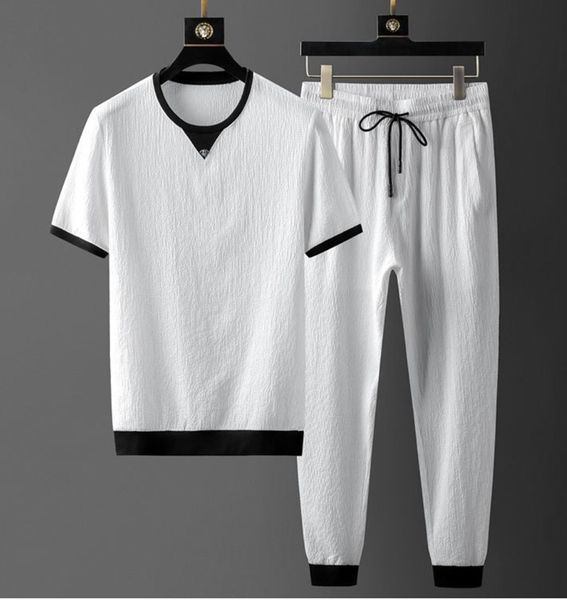 725.men's tracksuits sets summer short sleeve + elastic waist trousers men clothing two piece set korean streetwear tracksuit big size, Gray
725.men's tracksuits sets summer short sleeve + elastic waist trousers men clothing two piece set korean streetwear tracksuit big size, Gray