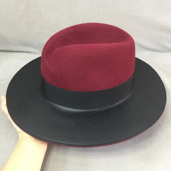 wide brim hats 202101-nao- pige spring winter wine red wool patchwork pu fedoras cap men women panama jazz hat, Blue;gray
wide brim hats 202101-nao- pige spring winter wine red wool patchwork pu fedoras cap men women panama jazz hat, Blue;gray