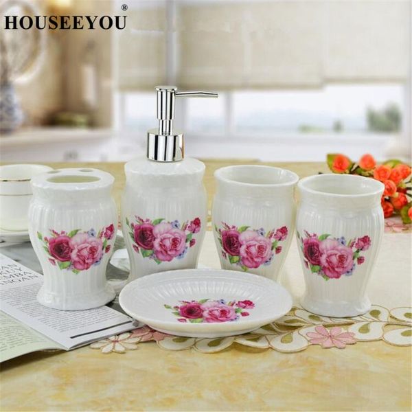 bath accessory set 5pcs/set rose flower painted ceramic bathroom accessories liquid soap dispenser toothbrush holder tumbler dish mug
bath accessory set 5pcs/set rose flower painted ceramic bathroom accessories liquid soap dispenser toothbrush holder tumbler dish mug