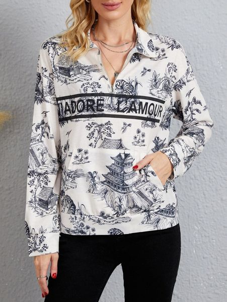 emery rose letter & scenery print drop shoulder half zip sweatshirt 10jd#, White;black
emery rose letter & scenery print drop shoulder half zip sweatshirt 10jd#, White;black