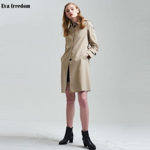 women's trench coats 2021 spring autumn women khaki slim coat with belt female european fashion casual long cotton outwears, Tan;black
women's trench coats 2021 spring autumn women khaki slim coat with belt female european fashion casual long cotton outwears, Tan;black