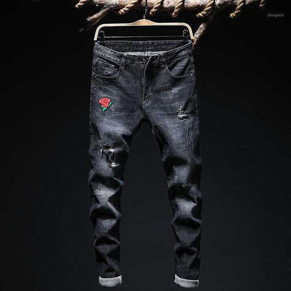 autumn jeans men's korean slim feet men's wear rose embroidery hole breaking elasticity 2020 new1, Blue
autumn jeans men's korean slim feet men's wear rose embroidery hole breaking elasticity 2020 new1, Blue