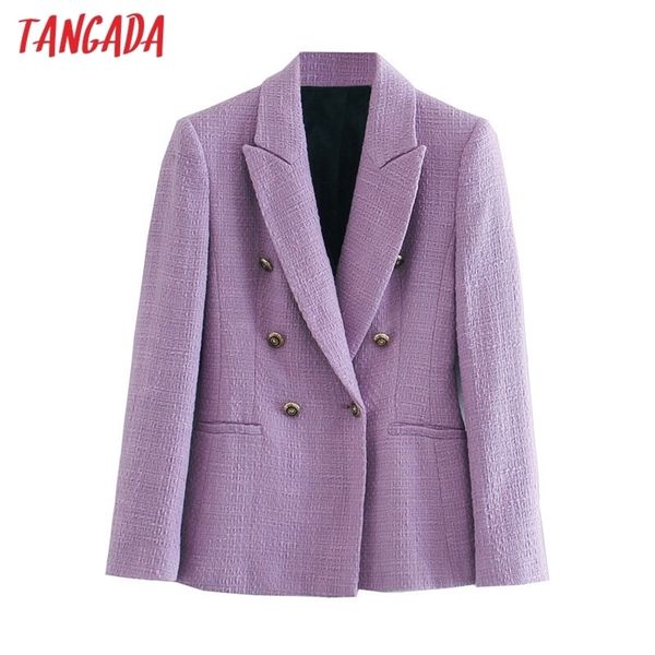 tangada women purple thick jacket coats double breasted long sleeves pocket ladies elegant autumn winter coat 3h723 201201, White;black 
tangada women purple thick jacket coats double breasted long sleeves pocket ladies elegant autumn winter coat 3h723 201201, White;black