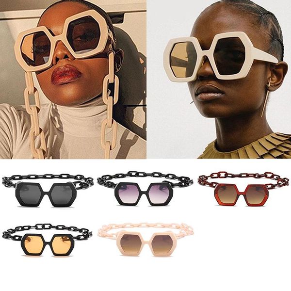 wholesale oversized beige polygon sunglasses with chain paris fashion week sun glasses big frame women men shades bulk eyewear, White;black
wholesale oversized beige polygon sunglasses with chain paris fashion week sun glasses big frame women men shades bulk eyewear, White;black