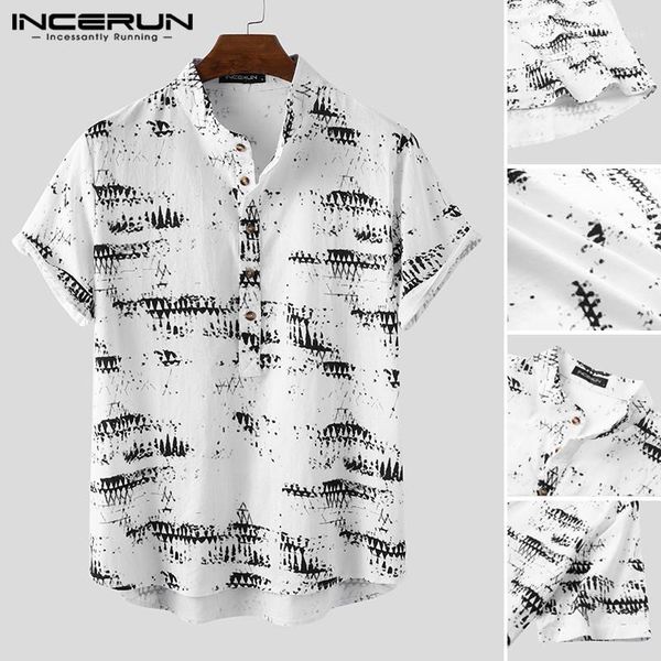 incerun men vintage printed shirts short sleeve stand collar shirt man casual buttons loose blouse fashion cotton floral camisa1, White;black
incerun men vintage printed shirts short sleeve stand collar shirt man casual buttons loose blouse fashion cotton floral camisa1, White;black