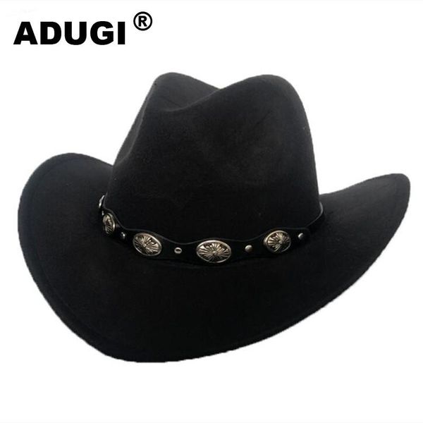 adugi punk style cowboy hat autumn and winter woolen felt hat men and women jazz british style metal belt retro
adugi punk style cowboy hat autumn and winter woolen felt hat men and women jazz british style metal belt retro