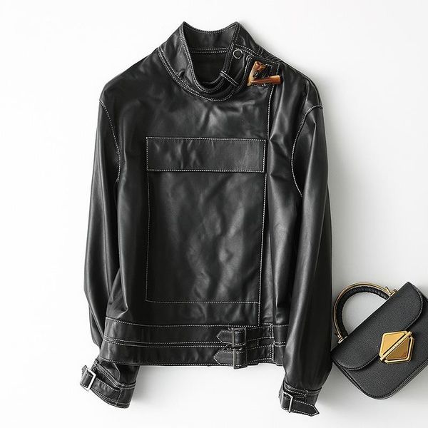 women's leather & faux 2021 genuine jacket women motorcycle natural sheepskin coat female autumn short real jackets 29305, Black
women's leather & faux 2021 genuine jacket women motorcycle natural sheepskin coat female autumn short real jackets 29305, Black