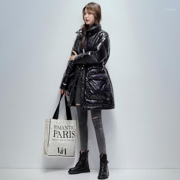 2020 new winter women stand collar thick warm parkas loose bright color white duck down jacket female long oversized coat s911, Black
2020 new winter women stand collar thick warm parkas loose bright color white duck down jacket female long oversized coat s911, Black