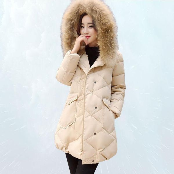 winter fashion coat hooded big fur collar white duck down jacket women 2019 fashion long rhombic pressure line down jacket sl1141, Black
winter fashion coat hooded big fur collar white duck down jacket women 2019 fashion long rhombic pressure line down jacket sl1141, Black