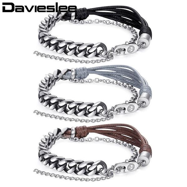 davieslee womens mens bracelet double chain gunmetal silver color curb cuban stainless steel man-made leather 7mm ldlbm02, Black
davieslee womens mens bracelet double chain gunmetal silver color curb cuban stainless steel man-made leather 7mm ldlbm02, Black