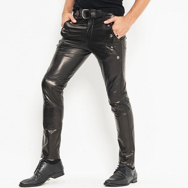 men's pants brand mens full rivet straight male genuine leather sheepskin slim club motorcycle biker1, Black
men's pants brand mens full rivet straight male genuine leather sheepskin slim club motorcycle biker1, Black