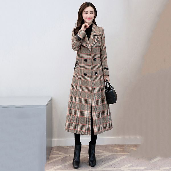 mid-length woolen women autumn winter 2021 women's korean temperament plaid wool coat female fashion cashmere outwear e254, Black
mid-length woolen women autumn winter 2021 women's korean temperament plaid wool coat female fashion cashmere outwear e254, Black