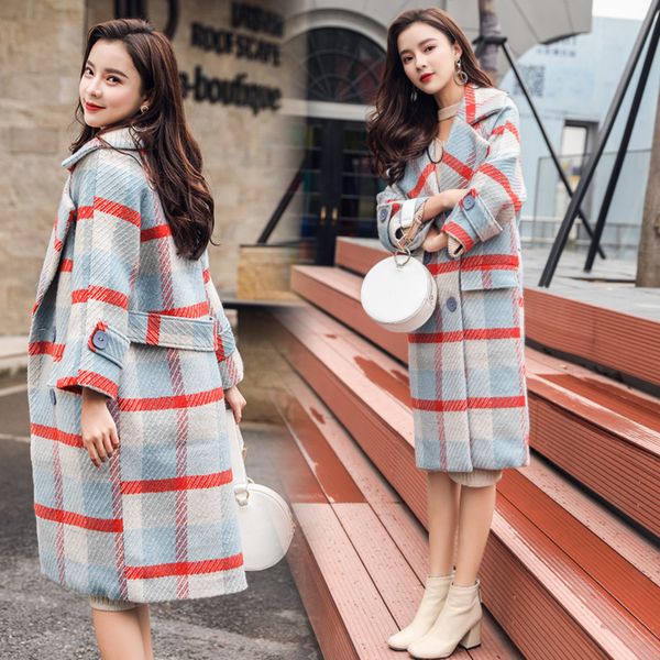 high-quality women's 2020 women mid-length korean tartan cashmere outwear popular blue check woolen coat female e124, Black
high-quality women's 2020 women mid-length korean tartan cashmere outwear popular blue check woolen coat female e124, Black