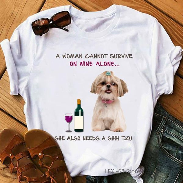 a women can't survive on wine alone letter print t shirt women kawaii dogs tshirt female harajuku shirt summer tee shirt, White
a women can't survive on wine alone letter print t shirt women kawaii dogs tshirt female harajuku shirt summer tee shirt, White