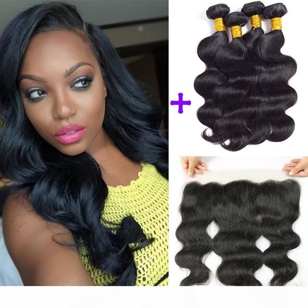 ear to ear lace frontal with body wave human hair weaves bundles virgin brazilian peruvian wet and wary hair 4 bundles with closure, Black
ear to ear lace frontal with body wave human hair weaves bundles virgin brazilian peruvian wet and wary hair 4 bundles with closure, Black