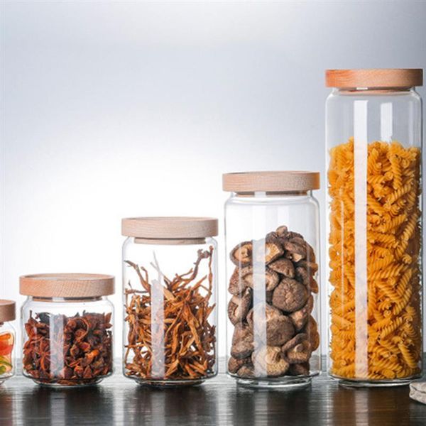 glass jar sealed can storage tank with beech lid canister grains nuts candy container snack storage bottles
glass jar sealed can storage tank with beech lid canister grains nuts candy container snack storage bottles