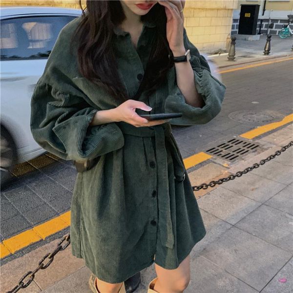 corduroy shirt women's design sense minority loose retro women's autumn versatile long sleeve shirt middle length, White
corduroy shirt women's design sense minority loose retro women's autumn versatile long sleeve shirt middle length, White