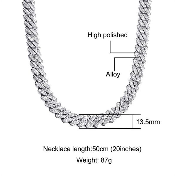 hip hop bling 13.5mm prong cuban chain 2 row iced out men's necklace rhinestone zircon paved necklaces for men women jewelry, Silver
hip hop bling 13.5mm prong cuban chain 2 row iced out men's necklace rhinestone zircon paved necklaces for men women jewelry, Silver