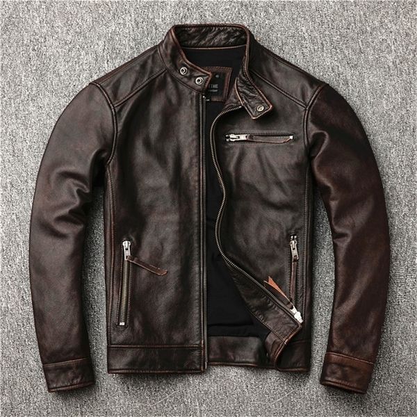 classic motor style,vintage genuine leather jacket,fashion men brown leather coat,street biker coat,sales 201216, Black
classic motor style,vintage genuine leather jacket,fashion men brown leather coat,street biker coat,sales 201216, Black