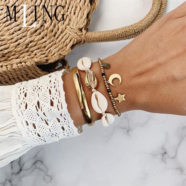 charm bracelets mling 3 pcs/set vintage gold alloy geometric bracelet set bohemian shell moon star heart for women, Golden;silver
charm bracelets mling 3 pcs/set vintage gold alloy geometric bracelet set bohemian shell moon star heart for women, Golden;silver
