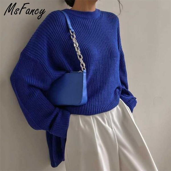 msfancy fall sweaters women korean fashion blue o-neck knitted oversized pullovers long sleeve casual 211221, White;black
msfancy fall sweaters women korean fashion blue o-neck knitted oversized pullovers long sleeve casual 211221, White;black